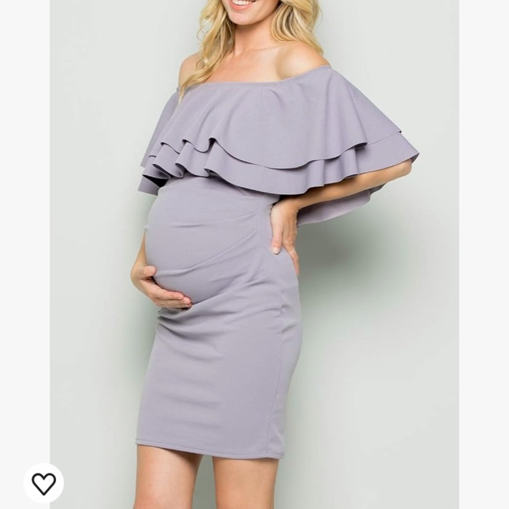 My Bump Lavender Off Shoulder Dress Maternity - Picture 7 of 7